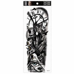 Tatuaj Temporar Semipermanent Anubis cu Ceas și Ochi Egiptean – 45 cm
