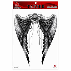 Tatuaj Temporar Semipermanent Aripi Angelice și Busolă – 20 cm, Rezistent la Apă, Efect Realist