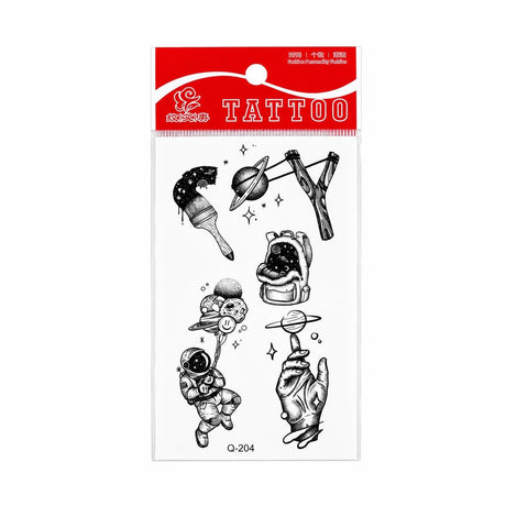 Tatuaj Temporar Semipermanent Astronaut și Planete – Design Cosmic Fantasy, 10 cm