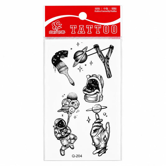 Tatuaj Temporar Semipermanent Astronaut și Planete – Design Cosmic Fantasy, 10 cm