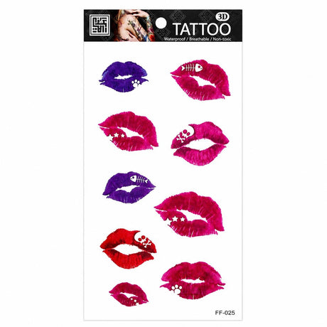 Tatuaj Temporar Semipermanent Buze Colorate Kiss Collection – 18 cm, Rezistent la Apă