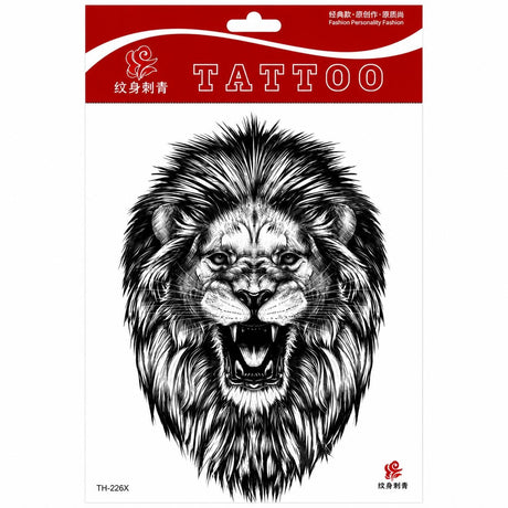 Tatuaj Temporar Semipermanent Cap de Leu – 20 cm, Rezistent la Apă