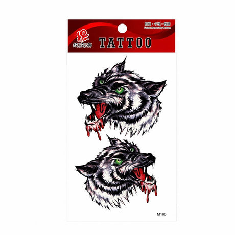 Tatuaj Temporar Semipermanent Cap de Lup Feroce – 18 cm, Rezistent la Apă