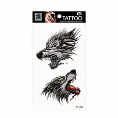 Tatuaj Temporar Semipermanent Capete de Lup în Stil Tribal – 18 cm, Rezistent la Apă