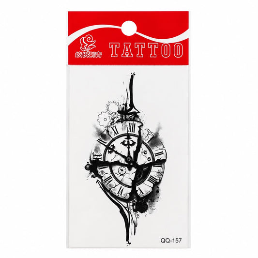 Tatuaj Temporar Semipermanent Ceas Vintage cu Cifre Romane - 10cm