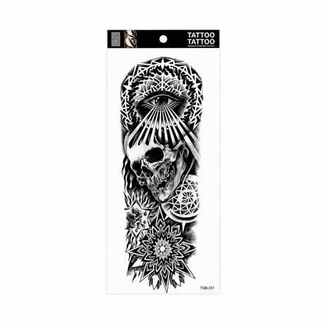 Tatuaj Temporar Semipermanent Craniu cu Ochiul Atotvăzător și Mandala – 45 cm