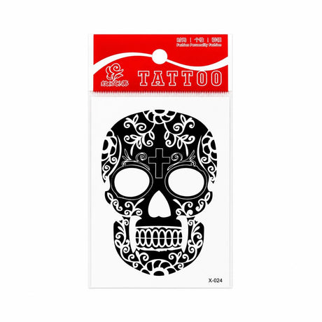 Tatuaj Temporar Semipermanent Craniu Mexican Sugar Skull – Design Gothic Alb-Negru, 10 cm