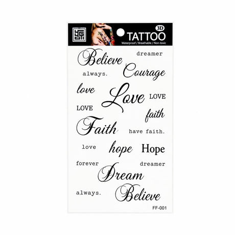 Tatuaj Temporar Semipermanent cu Mesaje Motivaționale – 18 cm, Rezistent la Apă