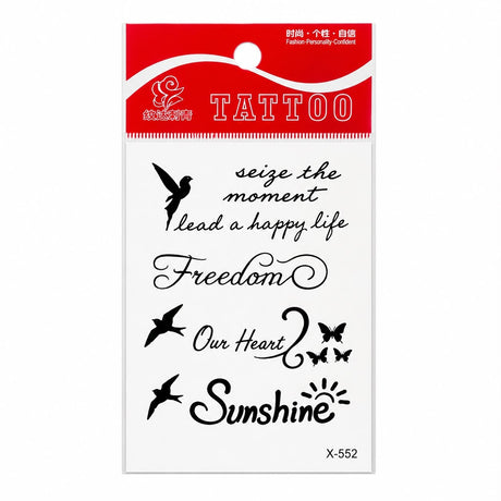 Tatuaj Temporar Semipermanent cu Mesaje Motivaționale, Păsări și Fluturi 10 cm