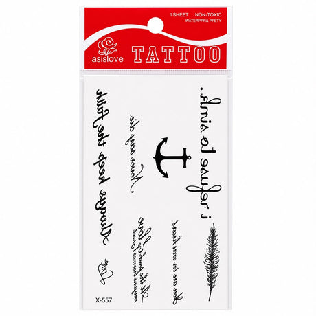 Tatuaj Temporar Semipermanent cu Mesaje Motivaționale și Ancoră 10 cm