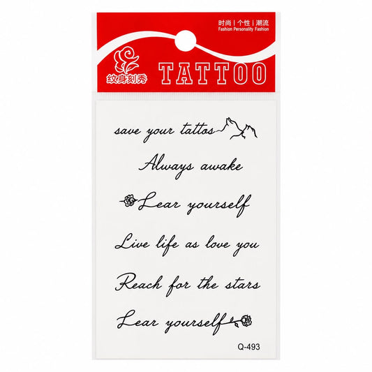 Tatuaj Temporar Semipermanent cu Mesaje Motivaționale și Scris Caligrafic 10 cm