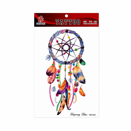 Tatuaj Temporar Semipermanent Dreamcatcher Colorat – 20 cm, Rezistent la Apă, Efect Realist