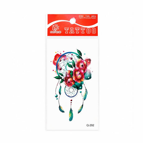 Tatuaj Temporar Semipermanent Dreamcatcher cu Flori Colorate, 10 cm