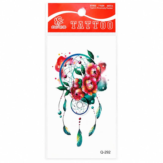 Tatuaj Temporar Semipermanent Dreamcatcher cu Flori Colorate, 10 cm
