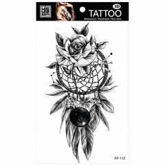Tatuaj Temporar Semipermanent Dreamcatcher cu Trandafir și Pene – 18 cm, Rezistent la Apă
