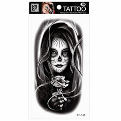 Tatuaj Temporar Semipermanent Femeie Catrina cu Trandafir – 18 cm, Rezistent la Apă
