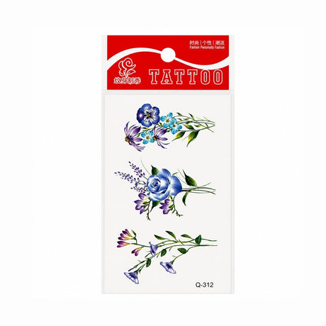 Tatuaj Temporar Semipermanent Flori Albastre 10 cm