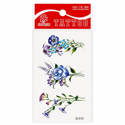 Tatuaj Temporar Semipermanent Flori Albastre 10 cm