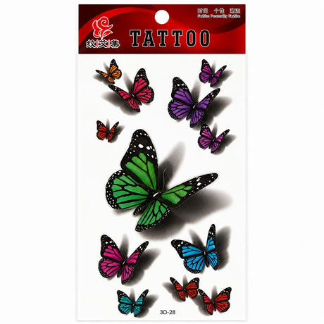 Tatuaj Temporar Semipermanent Fluturi Colorați 3D – 18 cm, Rezistent la Apă