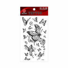 Tatuaj Temporar Semipermanent Fluturi Eleganți Alb-Negru – 18 cm, Rezistent la Apă