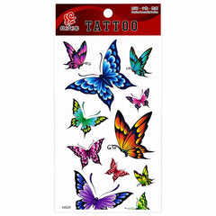Tatuaj Temporar Semipermanent Fluturi Multicolori Realistici – 18 cm, Rezistent la Apă