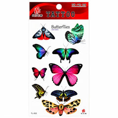 Tatuaj Temporar Semipermanent Fluturi și Molii Multicolore – 18 cm, Rezistent la Apă