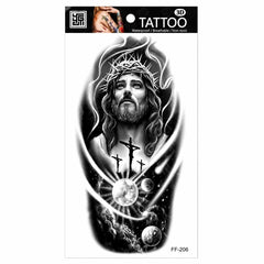Tatuaj Temporar Semipermanent Iisus Hristos cu Coroană de Spini – 18 cm, Rezistent la Apă