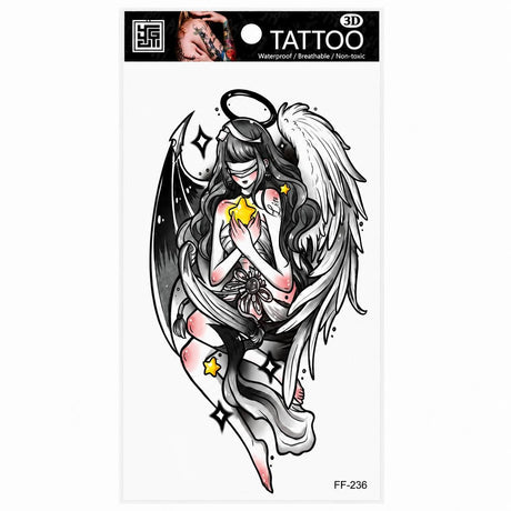 Tatuaj Temporar Semipermanent Înger și Demon Anime – 18 cm, Rezistent la Apă
