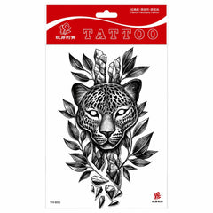 Tatuaj Temporar Semipermanent Leopard – 20 cm, Rezistent la Apă, Stil Black & Grey