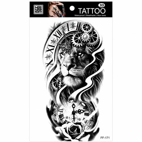 Tatuaj Temporar Semipermanent Leu cu Ceas – 18 cm