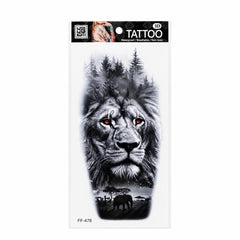 Tatuaj Temporar Semipermanent Leu Regal și Natură Sălbatică – 18 cm, Rezistent la Apă