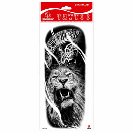 Tatuaj Temporar Semipermanent Leu și Ceas Mecanic – Design Realist Premium, 45 cm