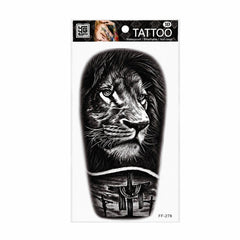 Tatuaj Temporar Semipermanent Leu și Cruce – 18 cm, Rezistent la Apă