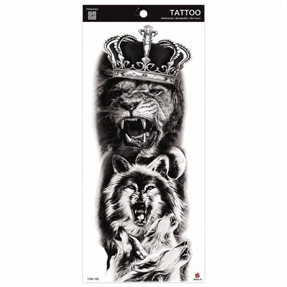 Tatuaj Temporar Semipermanent Leu și Lupi Realistici 45 cm – Rezistent la Apă