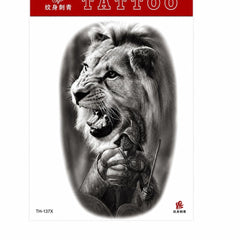 Tatuaj Temporar Semipermanent Leu și Războinic Spartan – 20 cm, Rezistent la Apă