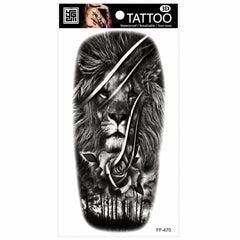 Tatuaj Temporar Semipermanent Leu și Trandafir Realist – 18 cm, Rezistent la Apă