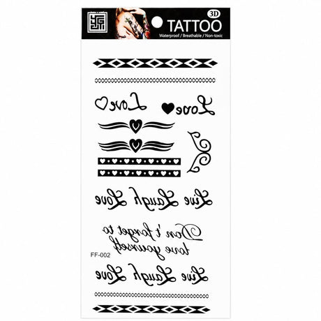 Tatuaj Temporar Semipermanent Love & Inimi – 18 cm, Rezistent la Apă