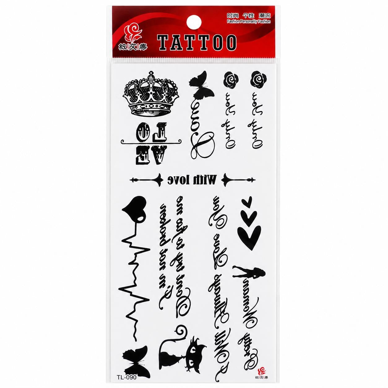 Tatuaj Temporar Semipermanent Love & Quotes – 18 cm, Rezistent la Apă