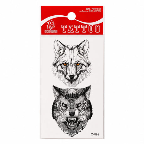 Tatuaj Temporar Semipermanent Lup Alb și Lup Tribal 10 cm
