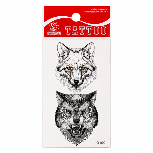 Tatuaj Temporar Semipermanent Lup Alb și Lup Tribal 10 cm