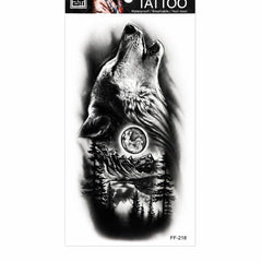 Tatuaj Temporar Semipermanent Lup Urlând la Lună – 18 cm, Rezistent la Apă