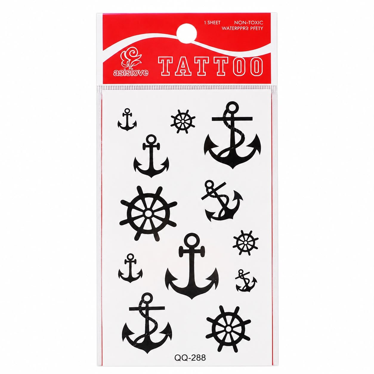 Tatuaj Temporar Semipermanent Marinăresc cu Ancore și Cârme 10 cm