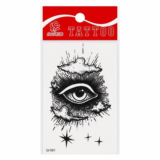 Tatuaj Temporar Semipermanent Ochi Mistic cu Stele și Nori – 10 cm