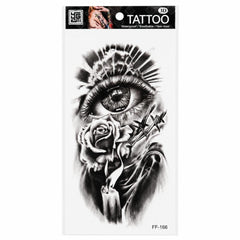 Tatuaj Temporar Semipermanent Ochi și Trandafir în Stil Gothic – 18 cm, Rezistent la Apă