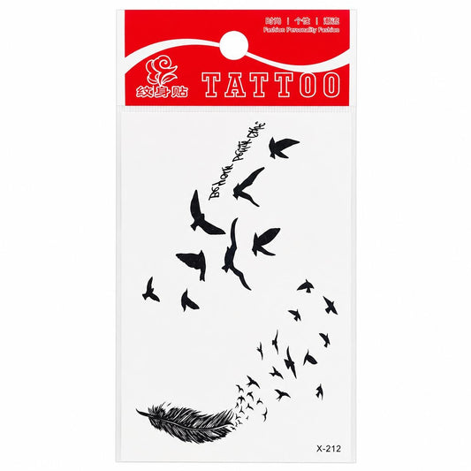 Tatuaj Temporar Semipermanent Pană și Stol de Păsări – 10 cm