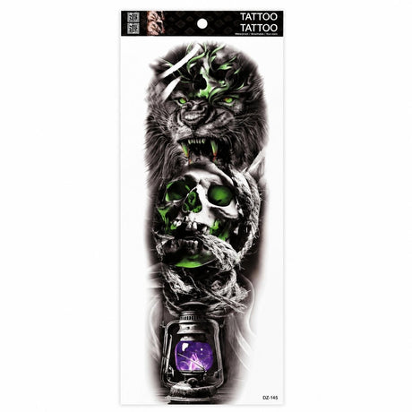 Tatuaj Temporar Semipermanent Panteră și Lampă Vintage – Design Dark Fantasy, 45 cm