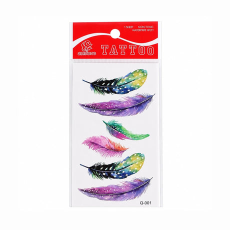 Tatuaj Temporar Semipermanent Pene Colorate 10 cm – Design Boho Multicolor