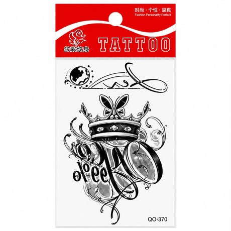 Tatuaj Temporar Semipermanent Queen cu Coroană și Semnătură Artistică 10 cm