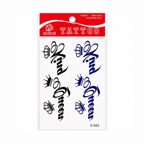 Tatuaj Temporar Semipermanent Queen & King 10 cm – Design Regal cu Coroană și Inscripție Queen