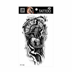 Tatuaj Temporar Semipermanent Războinic Si Ceas Antic – 18 cm, Rezistent la Apă